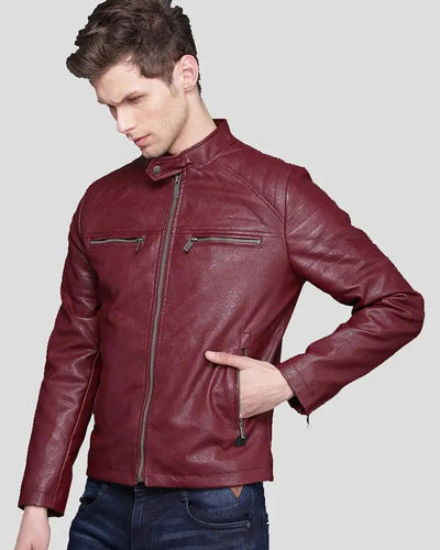 Santiago Red Quilted Leather Jacket