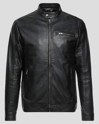 Wallace Black Racer Leather Jacket