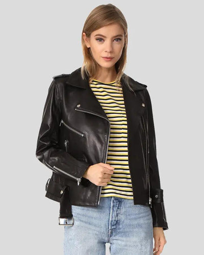 Whitley Black Biker Leather Jacket