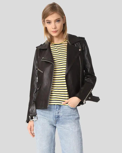 Whitley Black Biker Leather Jacket