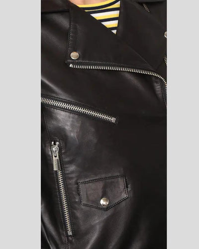 Whitley Black Biker Leather Jacket