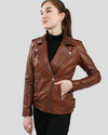 Gigi Brown Motorcycle Leather Jacket