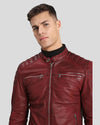 Ben Red Biker Leather Jacket