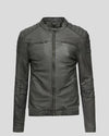 Buck Grey Biker Genuine Leather Jacket