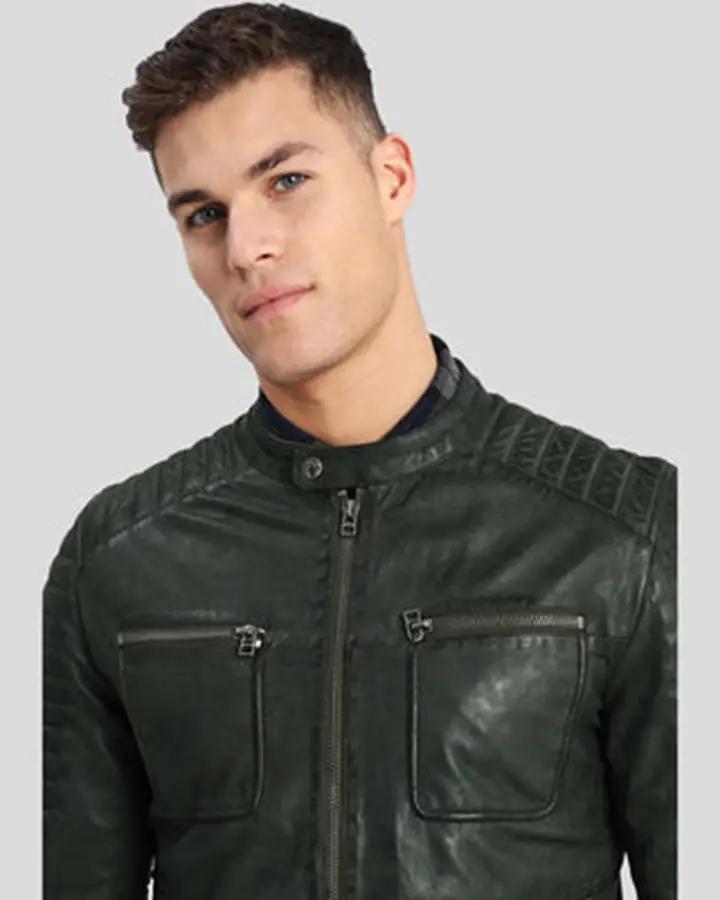 leather jacket green