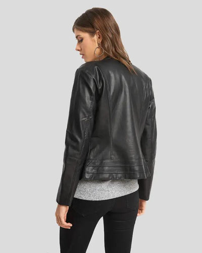 Cora Black Biker Leather Jacket