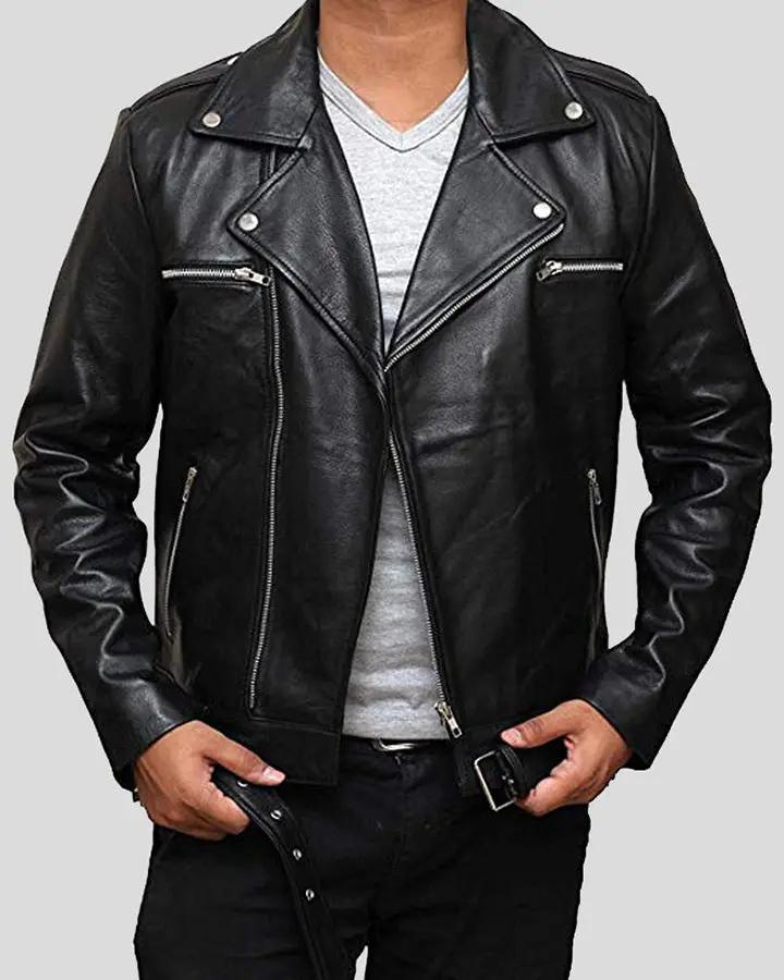 Mens Eden Black Motorcycle Leather Jacket – NYC Leather Jackets