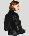 Elise Black Biker Leather Jacket 3