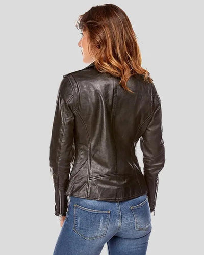 Mya Black Biker Leather Jacket