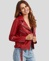 Orla Red Biker Leather Jacket