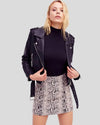 Sara Black Biker Leather Jacket