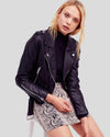 Sara Black Biker Leather Jacket