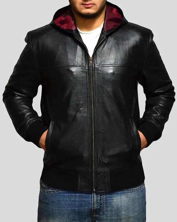 Mens Hooded Leather Jackets