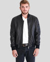 Clark Black Bomber Lambskin Leather Jacket