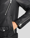 Lupe Black Removable Hooded Leather Jacket