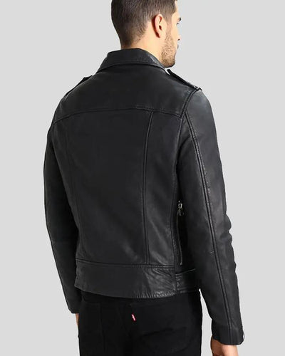 Lupe Black Removable Hooded Leather Jacket