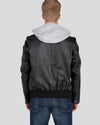 Marc Black Removable Hooded Leather Jacket