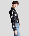 Maya Star Black Biker Leather Jacket