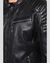 Greg Black Leather Racer Jacket