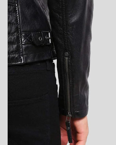 Greg Black Leather Racer Jacket