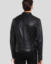 Greg Black Leather Racer Jacket