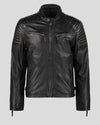 Greg Black Leather Racer Jacket