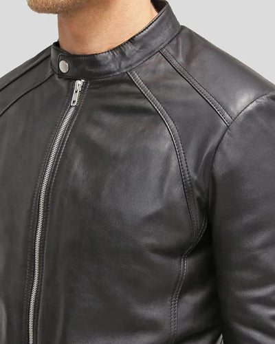 Hung Black Racer Leather Jacket