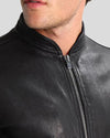 Juan Black Leather Racer Jacket