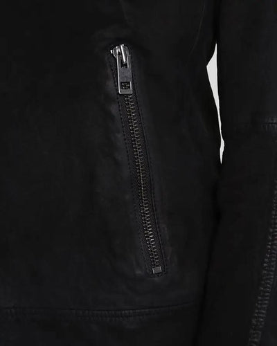 Rey Black Suede Racer Leather Jacket