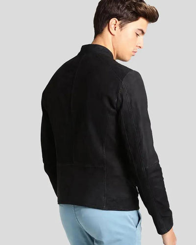 Rey Black Suede Racer Leather Jacket