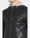 Brice Black Hooded Leather Jacket