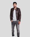 Joey Brown Leather Racer Jacket