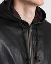 Chet Black Hooded Genuine Leather Jacket