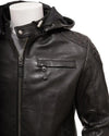 Jami Black Hooded Leather Jacket