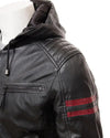 Jed Black Leather Jacket With Hood