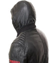Jed Black Leather Jacket With Hood