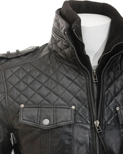 Ronn Black Quilted Leather Jacket