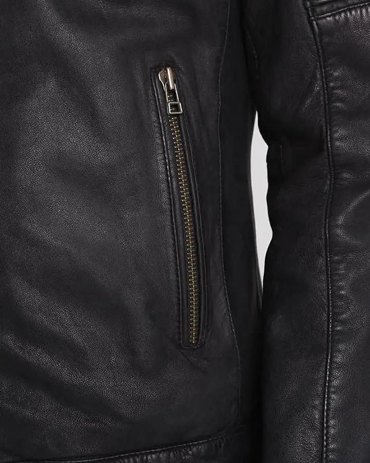 Mens Sung Black Quilted Leather Jacket - NYC Leather Jackets