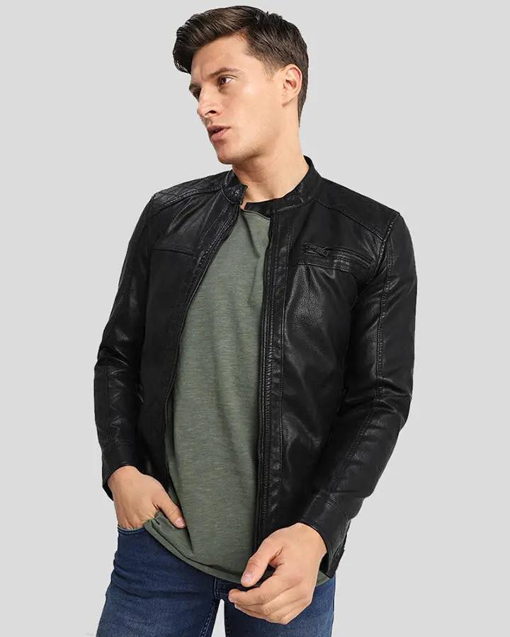 99percenthandmade Men's Slim Fit Biker Jacket