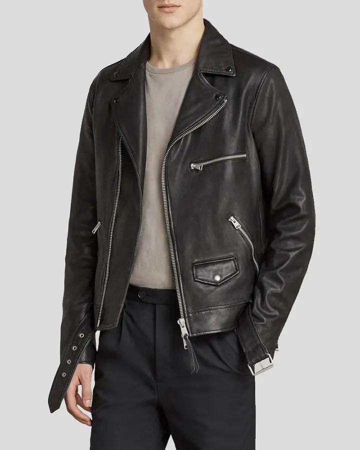 Connor Black Motorcycle Leather Jacket