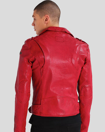 Garrett Red Motorcycle Leather Jacket