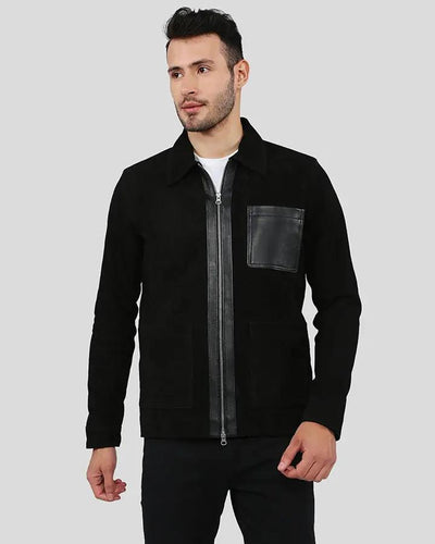 Orme Black Suede Racer Leather Jacket