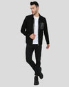 Orme Black Suede Racer Leather Jacket