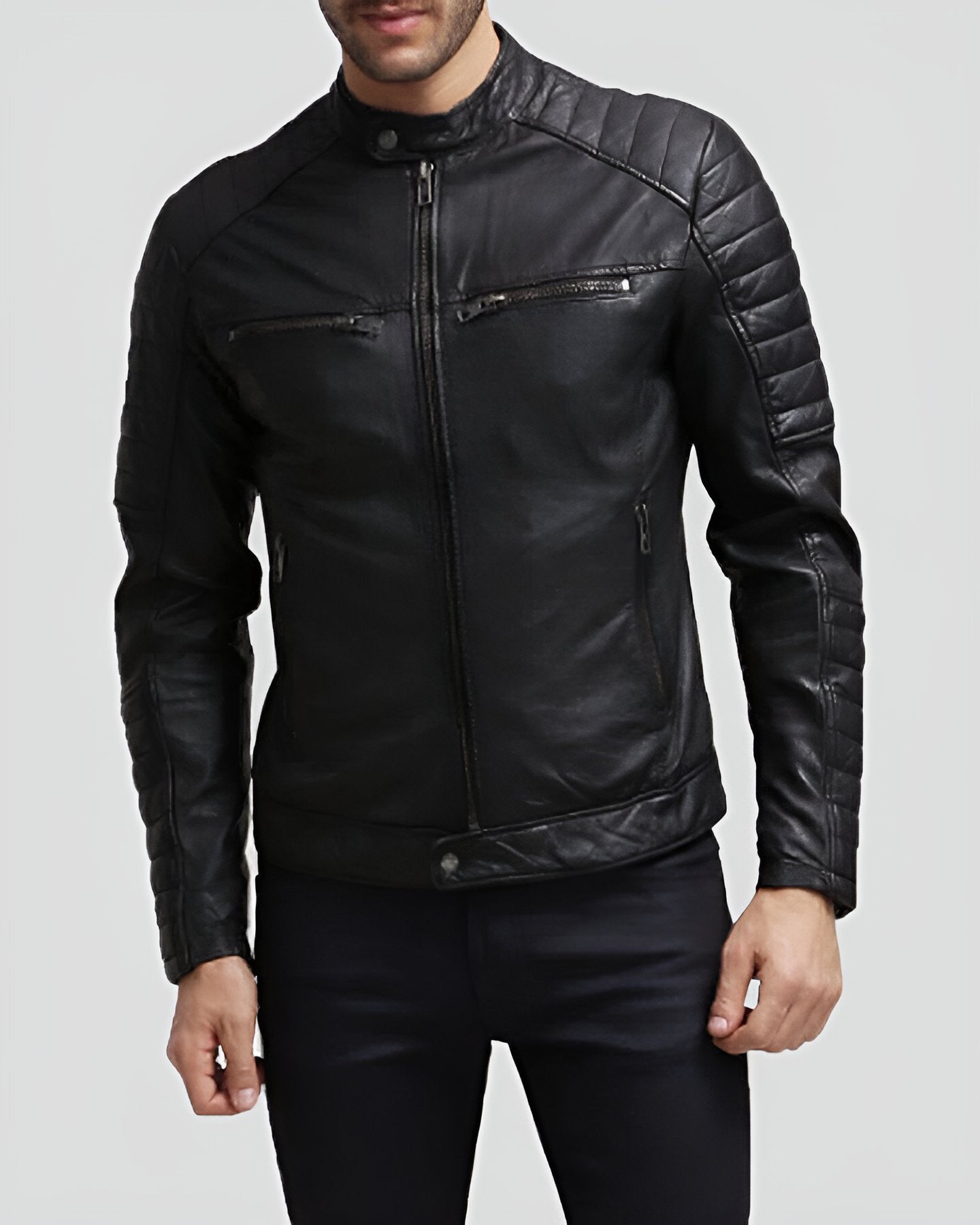 Superdry Heritage Sports Racer Leather Jacket - Men's Mens Jackets