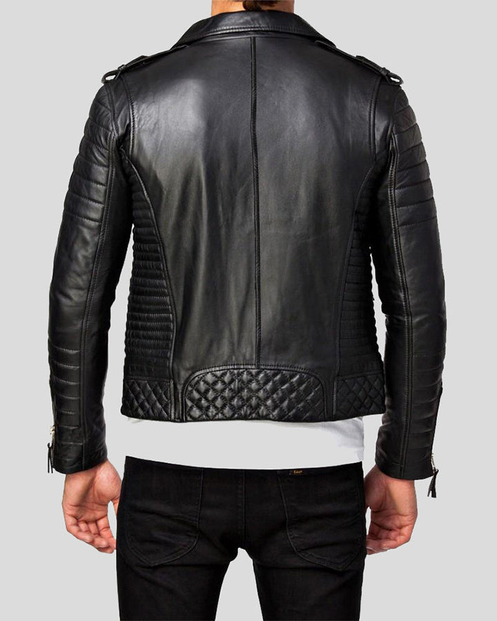 Mens Ambrose Black Quilted Lambskin Leather Jacket - NYC Leather Jackets