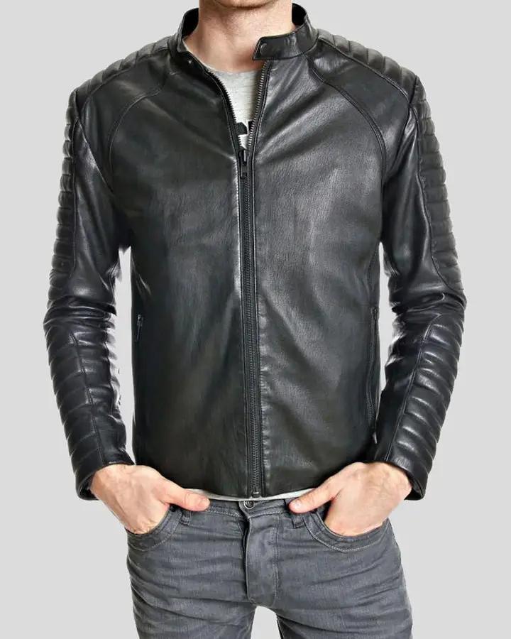 Iwan Black Quilted Genuine Leather Jacket
