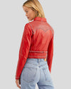 Fiadh Red Studded Leather Jacket