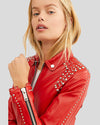 Fiadh Red Studded Leather Jacket