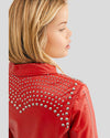 Fiadh Red Studded Leather Jacket