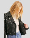 Eva Black Studded Leather Jacket